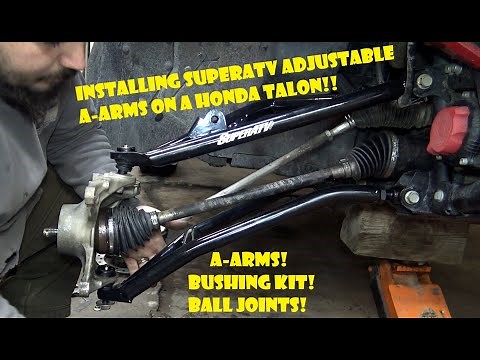 Installing SuperATV A-Arms, Comparing To Stock A-Arms and Installing Bushing Kit On A Honda Talon!!