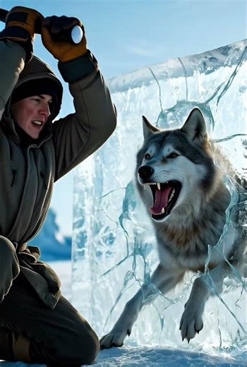 Wolf Frozen Solid in Ice Can't Escape #rescue #animals #survival