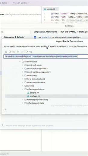 RDF and SPARQL: Import Prefix Declarations