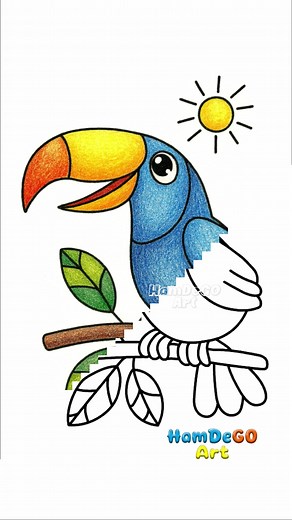 Learn to Draw a Colorful Toucan Step-by-Step! 🦜🌈 AWESOME & Easy Drawing Ideas for Beginners! ✨ #drawingtutorial #howtodraw #toucan #toucandrawing #easydrawing #simpleart #beginnerart #stepbystep #viralart #fyp #trending #arttok #tropicalart #birddrawing | Hamdego Art