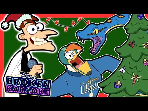 The Greens, Doof, Baymax, and more sing Deck the Halls! | Broken Karaoke | Disney Channel Animation