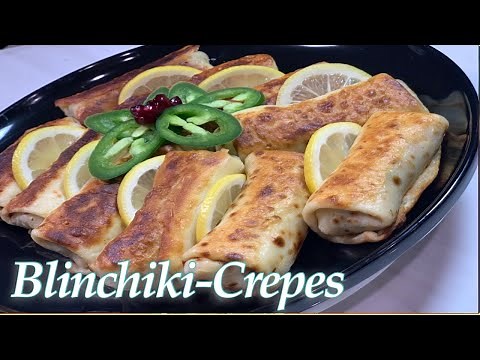 Blinchiki- Crepes with Meat. Easy Meat Crepe Recipe.Russian Crepes with beef. How to make блинчики