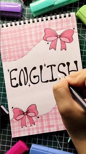 🎀Aesthetic "ENGLISH" Notebook Cover Design|Easy & Cute DIY for School & College 📚✨#shorts #frontpage