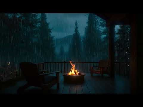 Dark Rainy Night with a Warm Fireplace 🌧️🔥 Sleep Instantly | Cozy Cabin Storm Sounds (11 Hours)