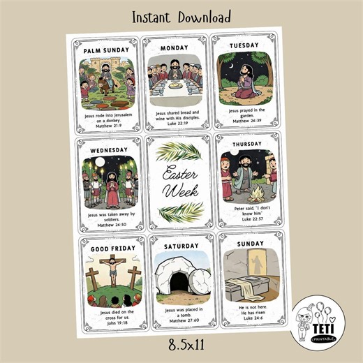 LDS Easter Holy Week Study Cards, Scripture Printable, PDF - Etsy
