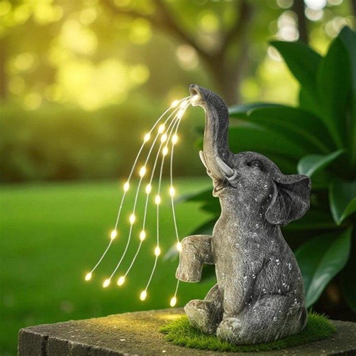 String Light Elephant Statue | Solar Garden Decor | Outdoor Elephant Figurine With Lights | Yard Ornament for Patio or Lawn - Etsy