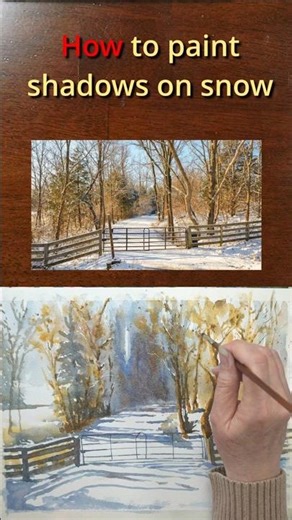 This one trick makes snow shadows look real #watercolortutorial #painting