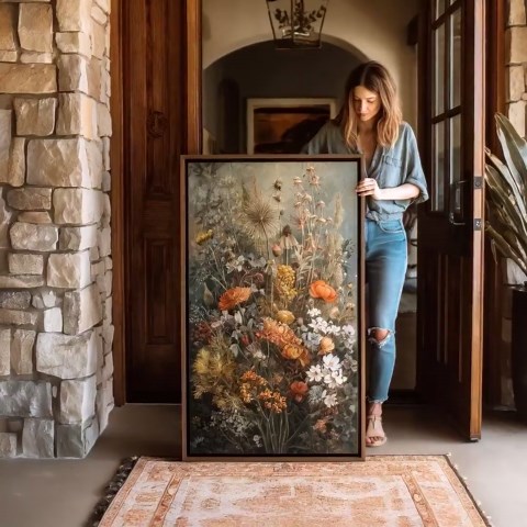 Gold Beige Abstract Floral Faux Marble Canvas Wall Art Set of 2 | 2FL378 - Etsy