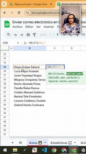 How to separate text or words in Google Sheets with SPLIT()