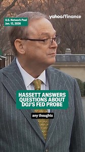Potential Fed chair nominee Kevin Hassett weighs in on the DOJ probe into Powell. | Yahoo Finance