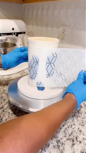 Stencil cake decorating
