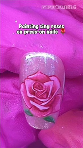 Painting Tiny Roses on Press-On Nails 🌹 | Hand Painted Nail Art
