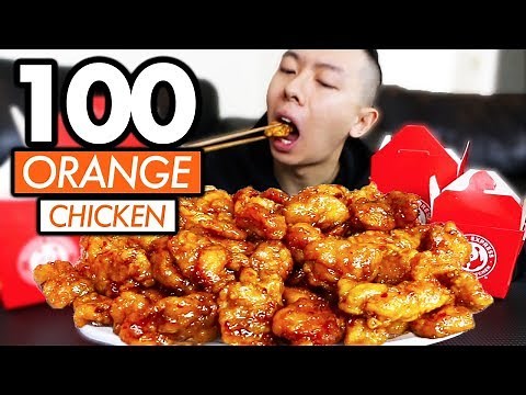 100 PIECES of ORANGE CHICKEN (Challenge) | Panda Express Mukbang, Orange Chicken Mukbang Eating Show