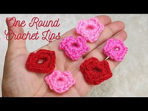 HOW TO CROCHET LIPS EASY PATTERN | ONE ROUND CROCHET LIPS | CROCHET LIPS PATCH APLIQUE