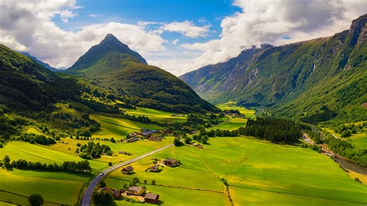 Forested hills and scenic landscapes of Norway