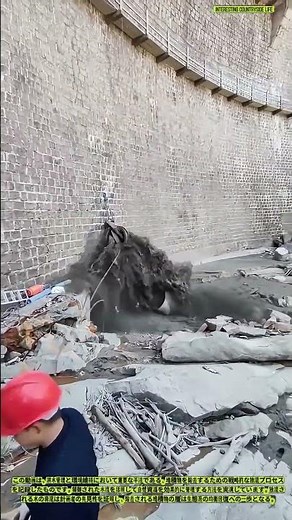 堆積物を除去するための放流 - 洪水管理の実演