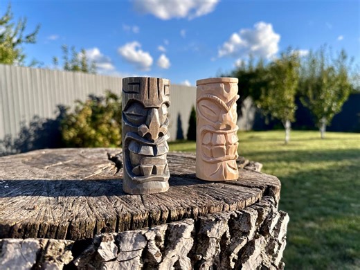 Hand Carved Wooden Tiki Statues - Polynesian Tribal Home Decor - Etsy