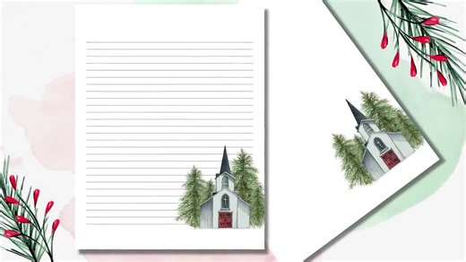 Christmas Letter Paper: Watercolor Winter Scene Stationery (digital Download) - Etsy