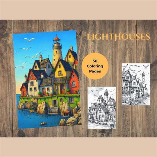Lighthouse Coloring Book | Magical Lighthouses | Coloring Book | 50 Imaginative Coloring Pages | Relaxation & Stress Relief PDF - Etsy
