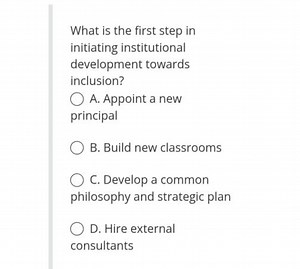 What is the first step in initiating institutional development ... | Filo
