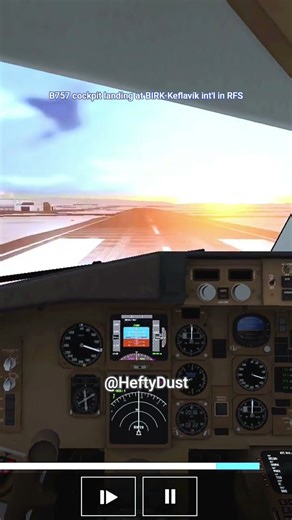 B757-200WL cockpit landing at BIRK-Keflavík int'l in RFS-Real flight simulator #rfs #b757 #reykjavik