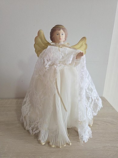 Vintage White & Gold Angel Tree Topper – Lace Angel Christmas Decoration - Etsy