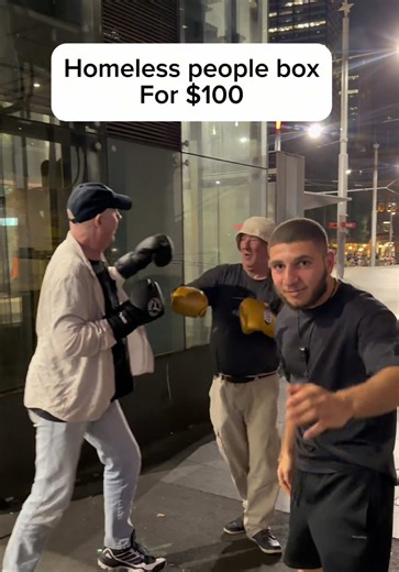 Homeless people box for $100 #fyp #boxing #funny #viralreel | Boxing Videos