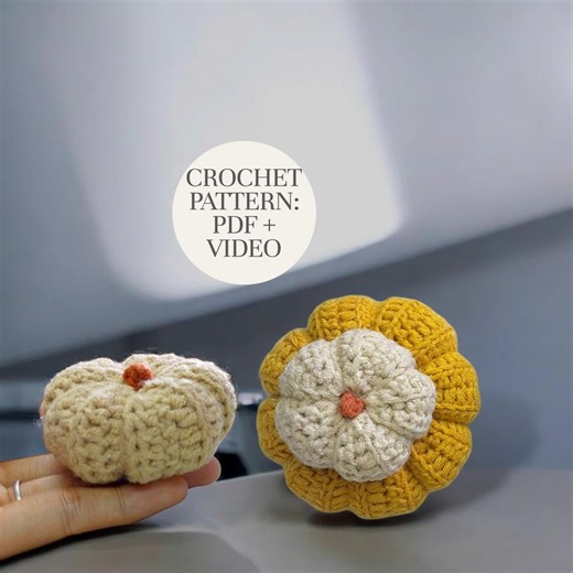 Mini Crochet Pumpkin Pattern PDF + Video | Small Fall Decor - Etsy