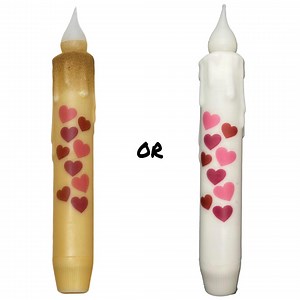 Valentine Hearts Taper Candle & Taper Holder Set - Primitive 7" Battery Operated LED Flameless Taper Candle With Timer - Etsy