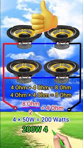 🔊 🔊 4 speaker series parallel connection calculate #speaker #youtubeshorts