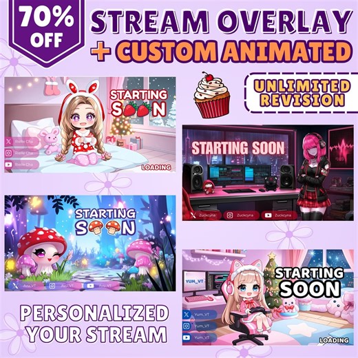 Custom Stream Overlay / Custom Twitch Stream Screen / Starting Soon / Be Right Back / Offline / Ended Screens / Animated Stream Screen Pack - Etsy
