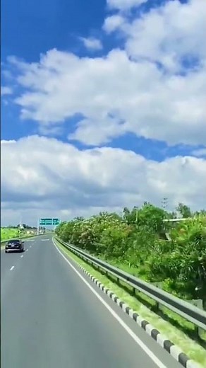 Beautiful Highway View | Blue Sky and White Clouds | Relaxing Road Trip Vibes