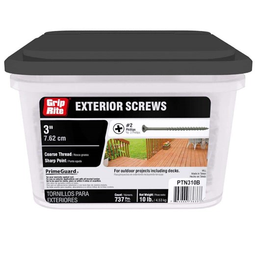 Reviews for Grip-Rite #9 x 3 in. #2 Phillips Bugle Head Coarse Thread Coated Exterior Wood Deck Screws 10 lb. Box | Pg 3 - The Home Depot