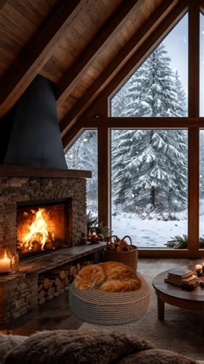 Cozy Fireplace & Cat Spinner #fireplaceambience #cat #relax