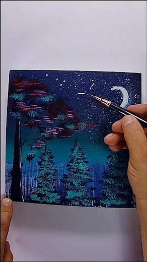 Easy Way to Paint a night Sky | Acrylic Painting Ideas for Beginners #art #acrylicpaintingtutorial