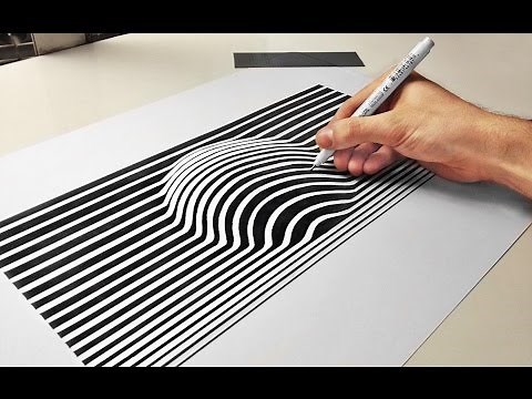 3D Ball Optical Illusion Line Art Paper Cool Trick - ( How To Draw ) Speed Drawing