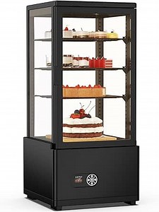 Commercial Display Cake Refrigerator, 3Cu. FT (86 L) Commercial Refrigerator Display Case, Double-Layered Glass Display Cake Fridge with Interior LED Lighting, Ideal for Home, Store and Cafe, Bakery