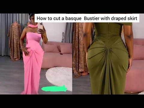 How to draft a basque Bustier with draped skirt #draped skirt