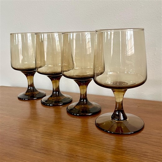 Vintage Tawny Brown Libbey Glassware Mid Century Modern Barware, Smoked Stemware Glasses - Etsy UK