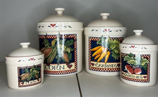 Susan Winget Vegetable Canister Set – Farmhouse Kitchen Decor - Etsy