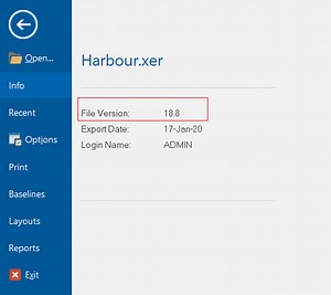 Change the version number of Primavera P6 project file