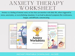 Anxiety Therapy Worksheet, Printable Workbook, Coping Skills & Self Help Resource Bundle, CBT Worksheets, Anxiety Bundle, Wellness Journal - Etsy
