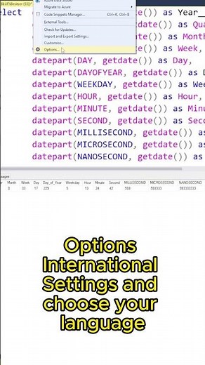 SQL Management Studio Change the Language | Microsoft SQL Management Studio did you know #shorts