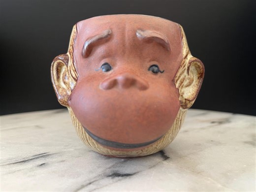 Vintage Monkey Mug Japan, Quirky Gift for Him or Her, Textured Stoneware Figural Cup, Retro Animal Mug - Etsy