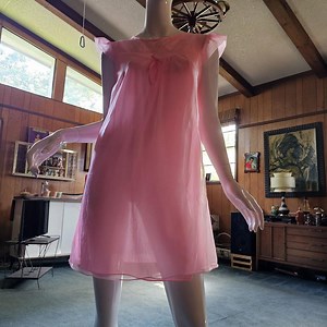 Vintage 60s Pink Babydoll Negligee Nightie Pajama Sheer Chiffon Pinup Nightgown S/M - Etsy