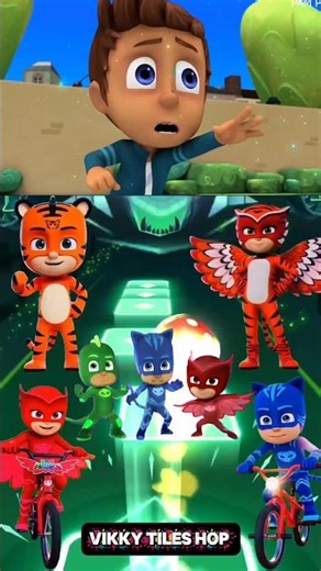 Pj mask - Gekko 🆚 night Ninja 🆚 owlette X coffin dance song cover 🎶 Tiles Hop edm rush game 🎯||