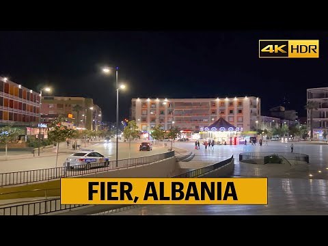 Fier, Albania, Walking Tour Around The City , 4K-HDR ASMR
