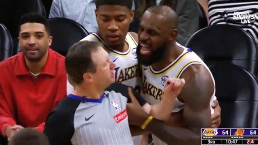 LeBron James loses his cool and grabs official after run-in with Dillon Brooks