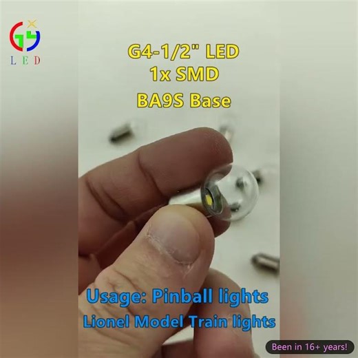 China lights factory bulk supply LED G4-1/2" BA9S bulbs for pinballs and lionel model trains lights