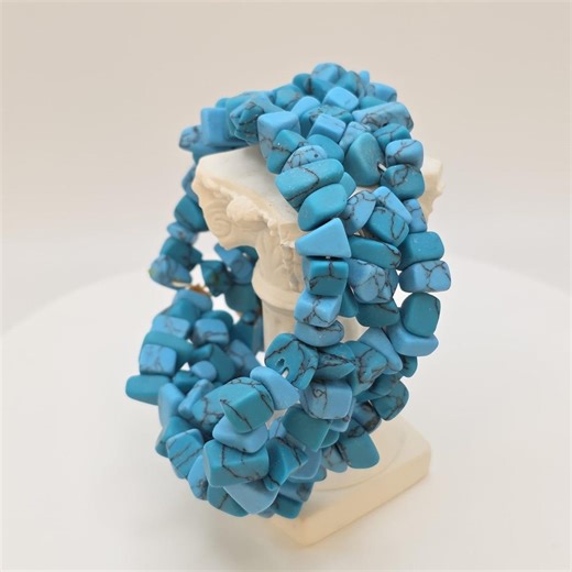 New! Vintage 1980s AVON Bracelet Faux Turquoise Stretch Blue Clustered 7.75" - Etsy